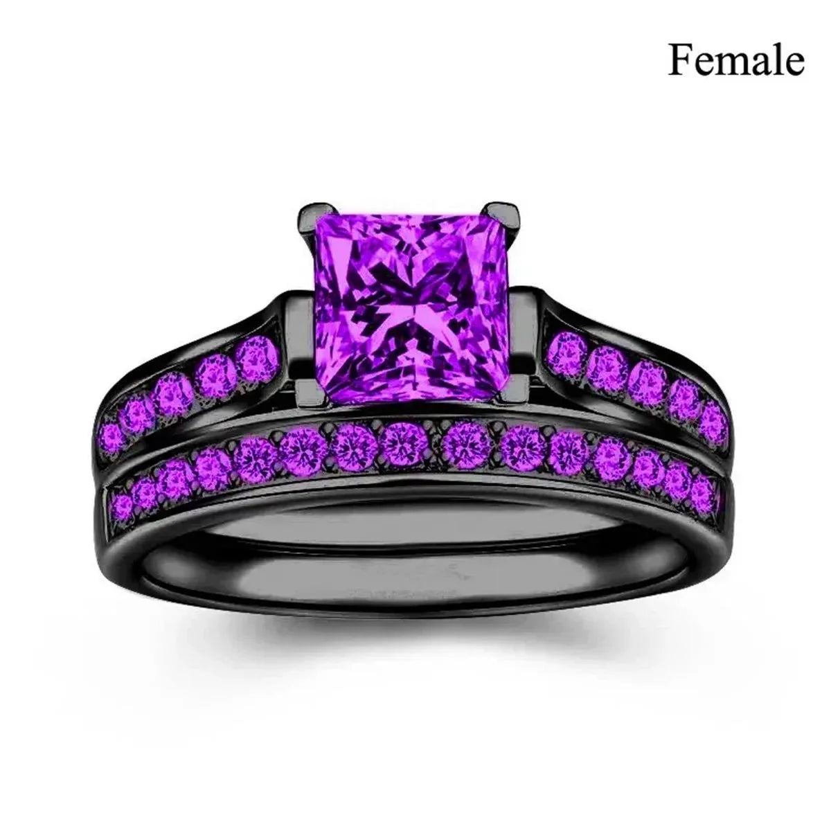 Charm Couple Rings Romantic Women Red Rhinestones Rings Set Trendy Men Stainless Steel Celtic Dragon Rings Wedding Band Jewel