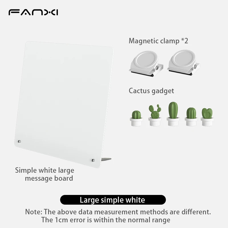 Magnetic Bulletin Board with Stand Magnetic Board for Tabletop with Magnetic Clamp Metal Board for Magnets Display - Large wh