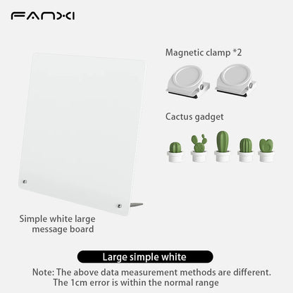 Magnetic Bulletin Board with Stand Magnetic Board for Tabletop with Magnetic Clamp Metal Board for Magnets Display - Large wh