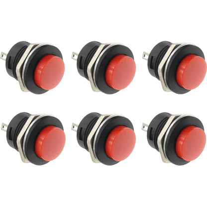 6Pcs R13-507 Momentary Push Button 2 Pin Self-Resetting Mini No Lock Round SPST 1NO Switch 3A 250V AC/6A 125V AC Button Assor