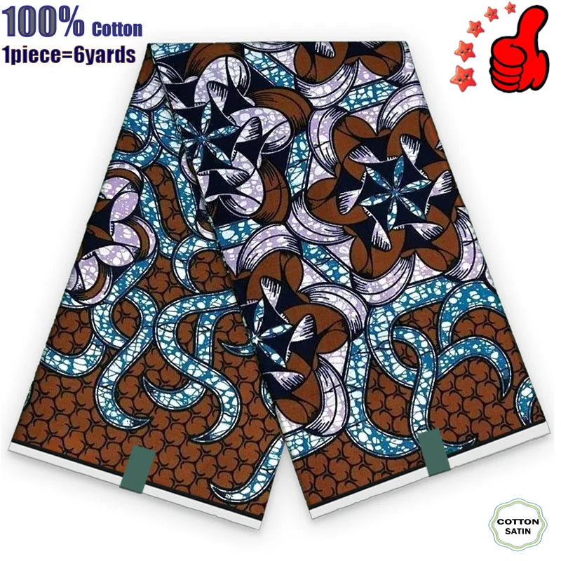 100% Cotton Soft Original Guaranteed Veritable African Real Wax Fabric Ghana Nigeria Style Ankara Wax Batik Fabric - 51