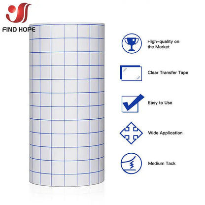 12"x 16FT Mid Tack Adhesive Clear Application Transfer Paper Tape Sign Vinyl 4 Assorted Colors Sticker Cutting Craft Decals D