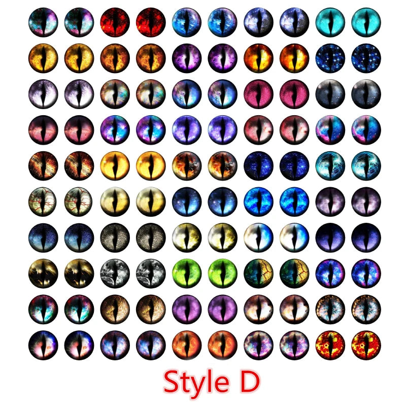 100pcs/50pairs Dragon Eyes Cat Eye Toys Glass Cabochons Dome 6mm 8mm 10mm 12mm Handmade DIY Jewelry Making Accessories Findin