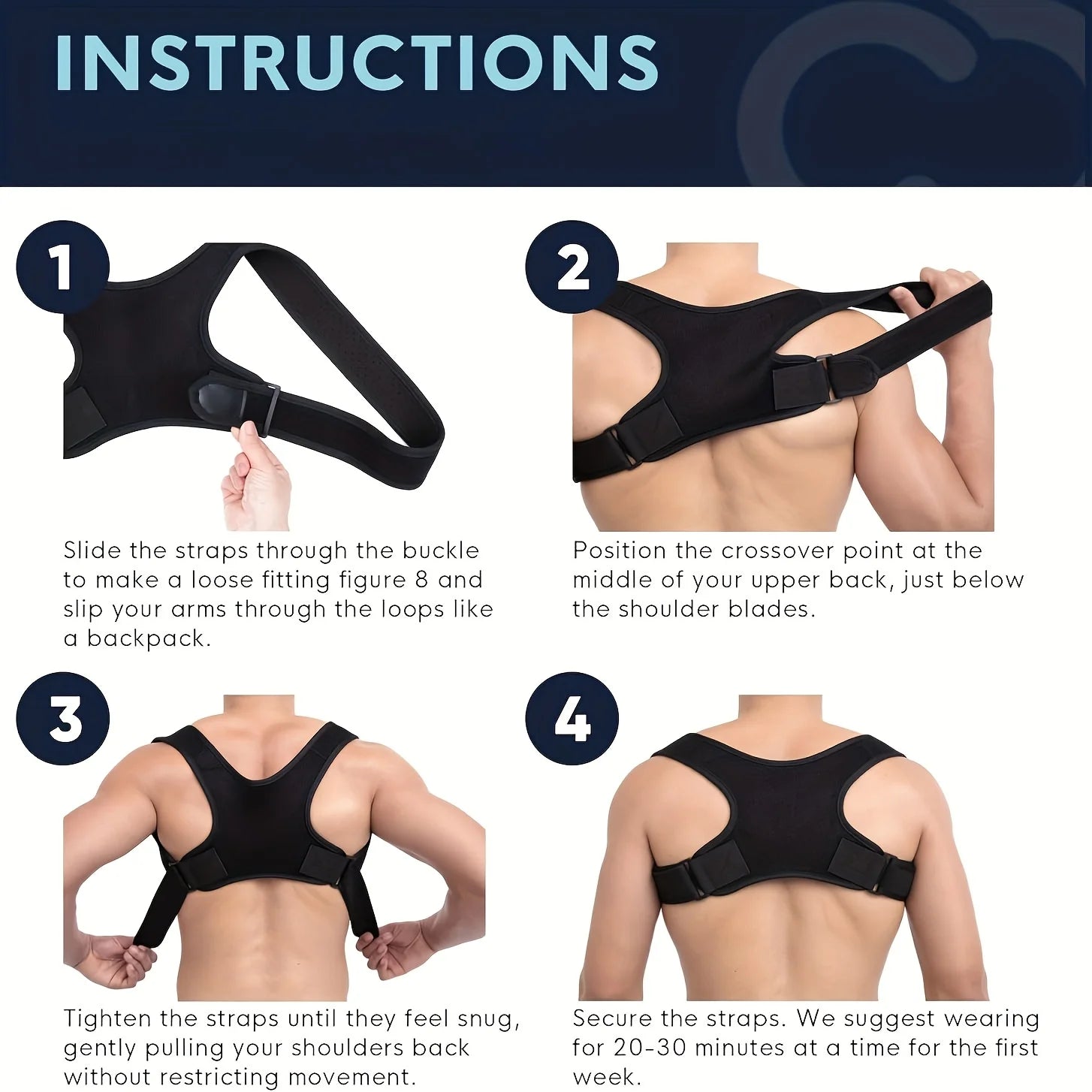 Adjustable Posture Corrector Back Support Belt- Breathable, Non-Slip, Ergonomic Support for Improved Posture, Suitable for Si