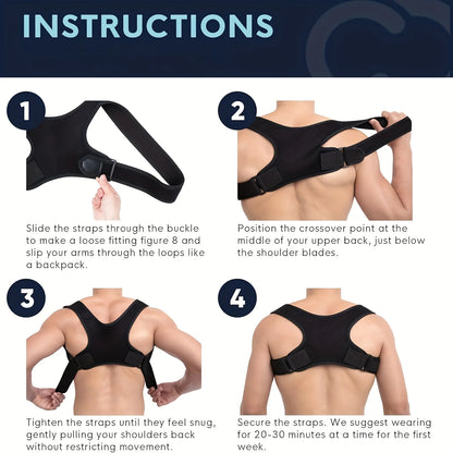 Adjustable Posture Corrector Back Support Belt- Breathable, Non-Slip, Ergonomic Support for Improved Posture, Suitable for Si