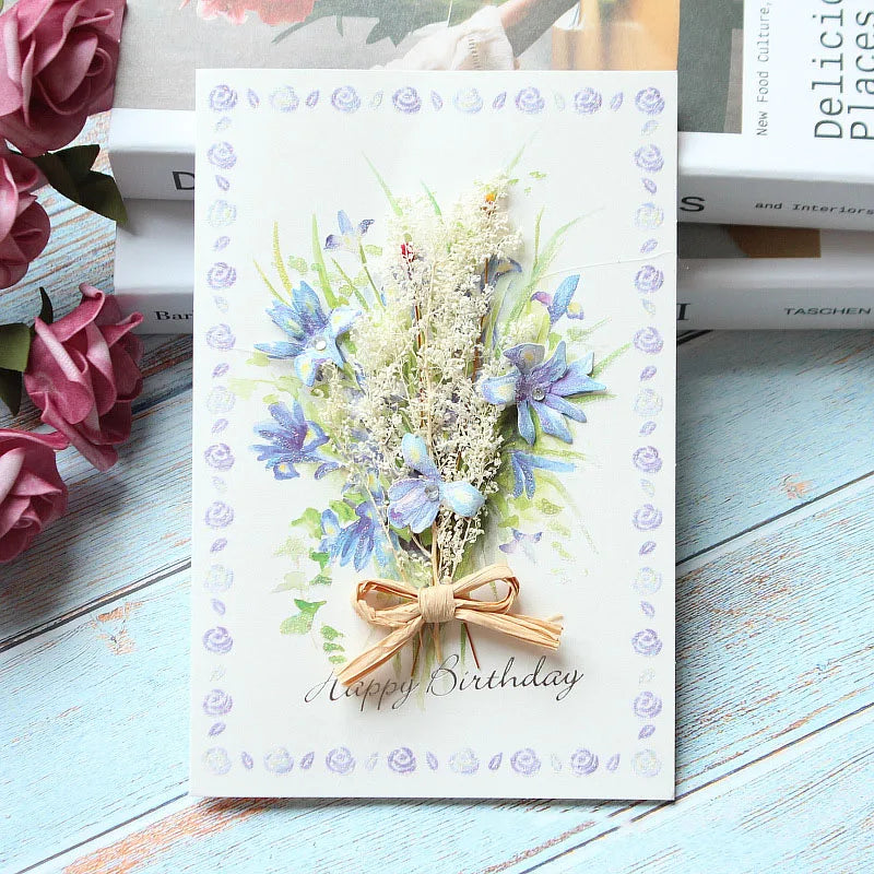General handmade dried flowers for festivals thank you Teacher's Day greeting cards business birthday greetings gift cards