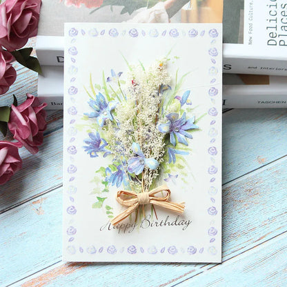 General handmade dried flowers for festivals thank you Teacher's Day greeting cards business birthday greetings gift cards