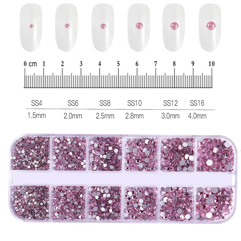 100/50cm Long Luxury Crystal Chain Nail Charms 1.5/2mm Shinying Clear/AB Diamond Nail Art Metal Steel French Manicure Crystal