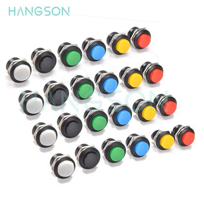 6Pcs R13-507 Momentary Push Button 2 Pin Self-Resetting Mini No Lock Round SPST 1NO Switch 3A 250V AC/6A 125V AC Button Assor