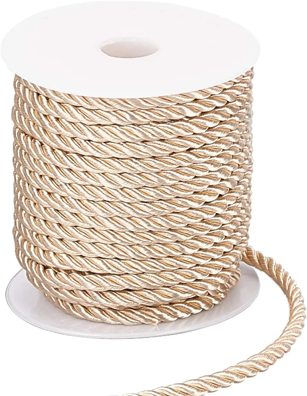 5MM Twisted Cord Rope Trim Craft Decorative Polyester Rope Handmade Cording for Sewing Crafts Upholstery Home Decor 5m - Beig