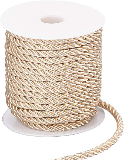 5MM Twisted Cord Rope Trim Craft Decorative Polyester Rope Handmade Cording for Sewing Crafts Upholstery Home Decor 5m - Beig