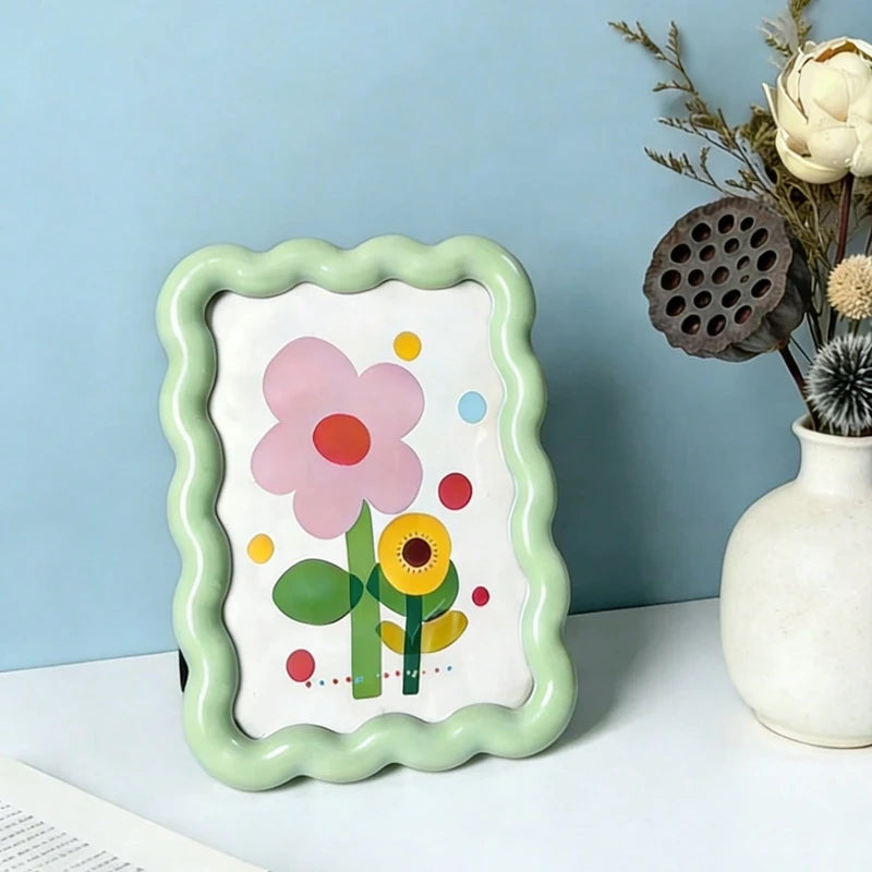 Milk Ins Style Cute Decorative Picture Frame Desktop Ornament Wall Art Creative Home Decoration Small Tabletop Decor - green