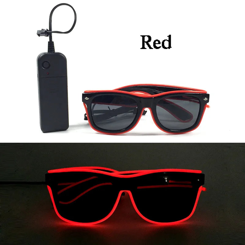 1PC Light Up LED Glasses Glow Sunglasses EL Wire Neon Glasses Glow in The Dark Party Supplies Neon Party Favors for Adults - 