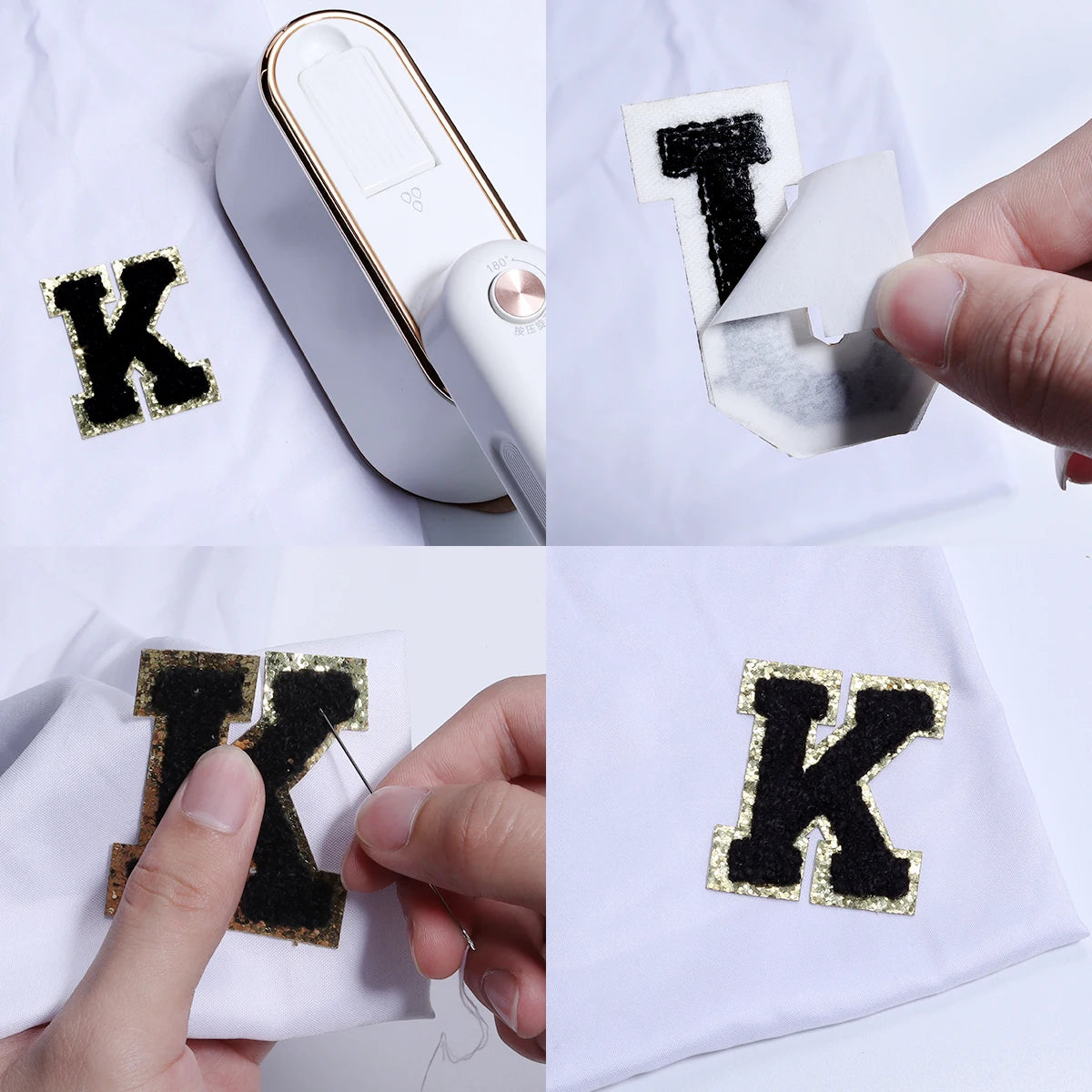 26Pcs/Set 6cm English Letter Patches Gold Edged Chenille Patches Ironing Fabric For DIY Crafts Name Sticker Bags Clothing Dec