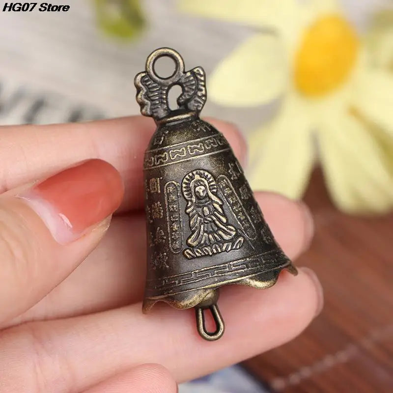 1pcs Alloy Antique Bell Chinese Mini Sculpture Pray Guanyin Buddha Bell Shui Feng Bell