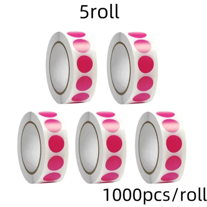 1000 PCS Color Dot Label Sticker Classification Mark Coated Paper Sticker Rolls Kawaii Stationery Aesthetic