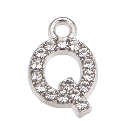 10/26pcs Silver Color Alloy Crystal Mini Alphabet 26 Letter Charms Pendants for Women Necklace Earring Jewelry Accessories