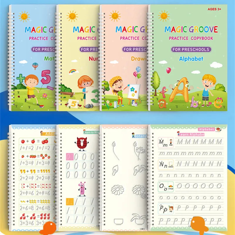 Reusable Magic Copybook Drawing Toys for Children Montessori Pen Control Training Writing Sticker Learning Educational Toy Ki