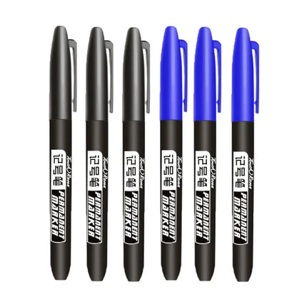 6 PCS Permanent Marker Pen Manga Drawing Markers Black Blue Red Waterproof Ink Sketch Pens Stationery Art School Supplies - 3