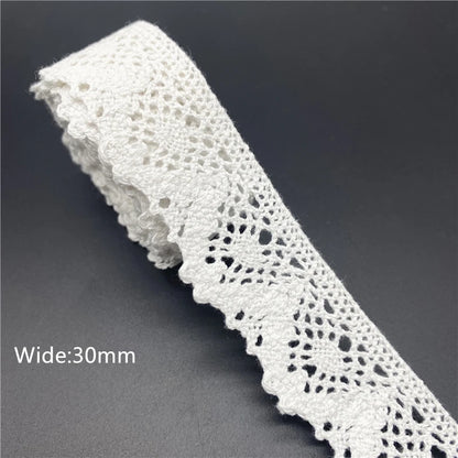 10mm-50mm 2yards White 100%Cotton Lace Ribbon For Apparel Sewing Fabric Trim Cotton Crocheted Lace Ribbon Handmade Accessorie