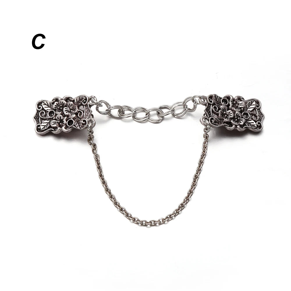 Women Carved Flower Cardigan Sweater Blouse Shawl Clips Shirt Collar Shawl Brooch Retro Duck Clip Clasps Charm Accessories Gi
