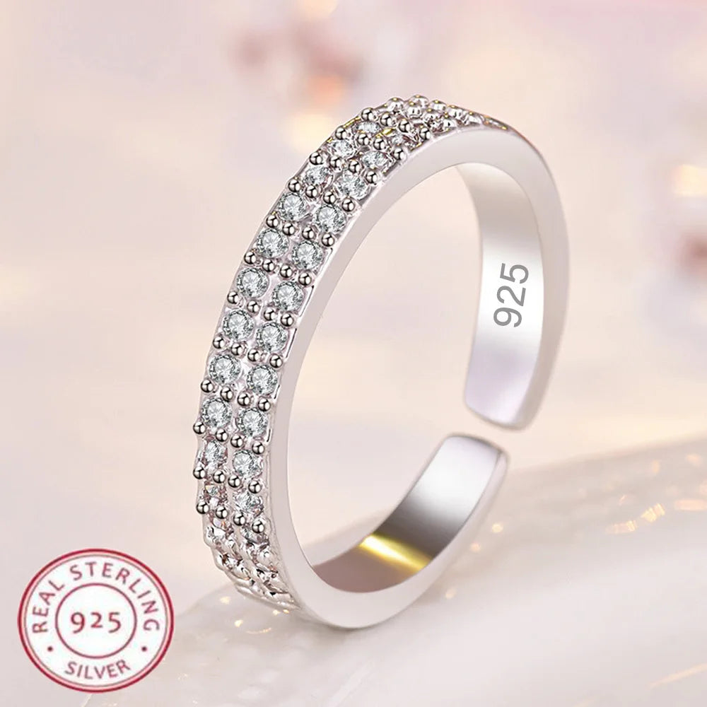 925 Sterling Silver Ring Sparkle Zircon Luxury for Women Rings Wedding Fine Jewelry Accessories Party Gift