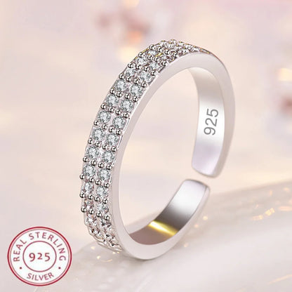 925 Sterling Silver Ring Sparkle Zircon Luxury for Women Rings Wedding Fine Jewelry Accessories Party Gift