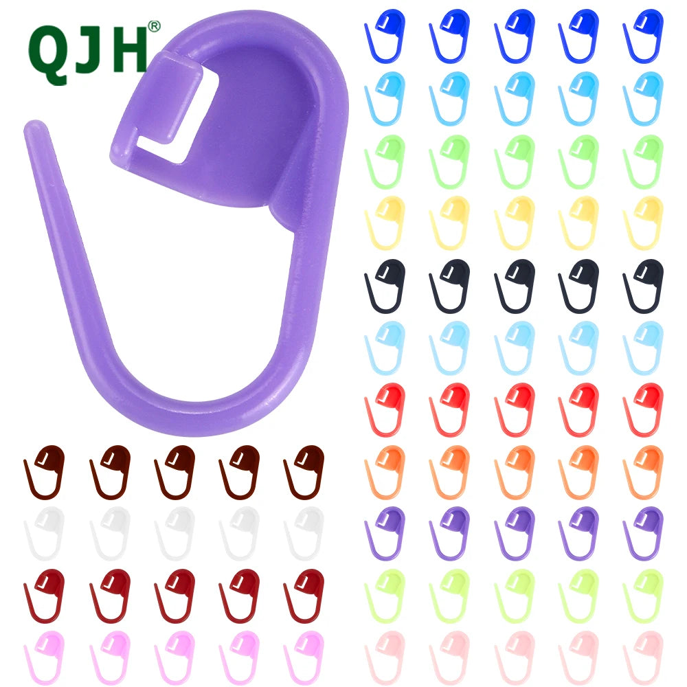 QJH 50/200/500 Pcs Mix Color Knitting Stitch Counter Crochet Locking Stitch Markers Stitch Needle Clip Knitting Crochet Marke