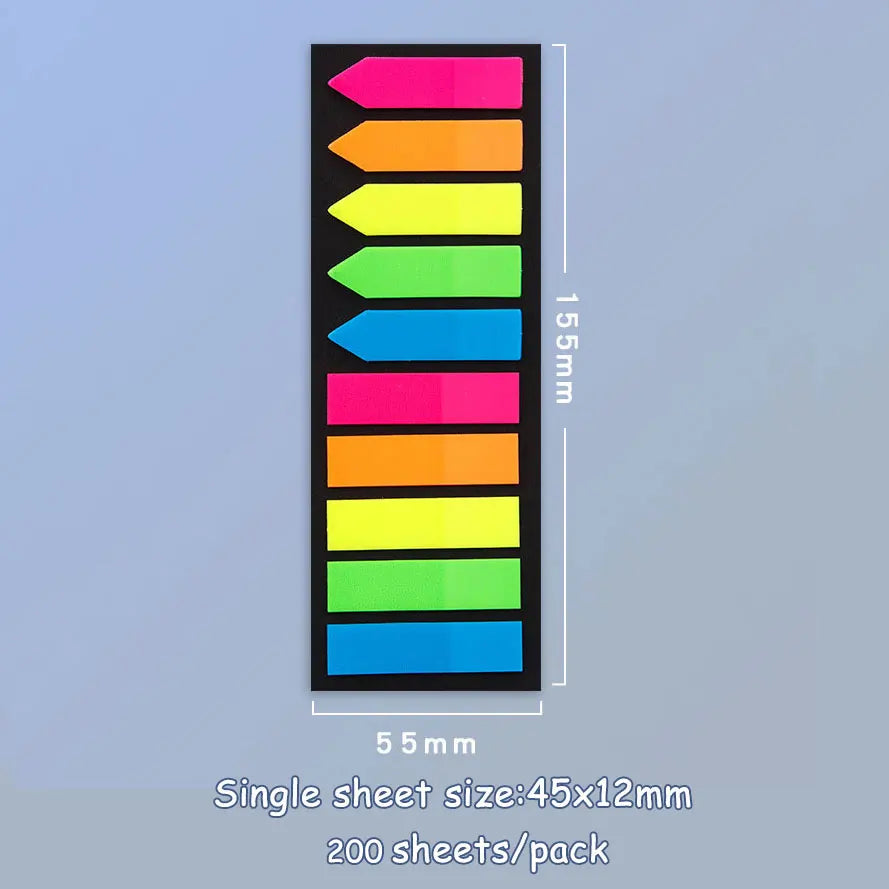 JCD 100 200 Sheets Sticky Notes Memo Pad Notes Index Transparent Post Stickers Bookmarks Notepad School Office Supplies - G