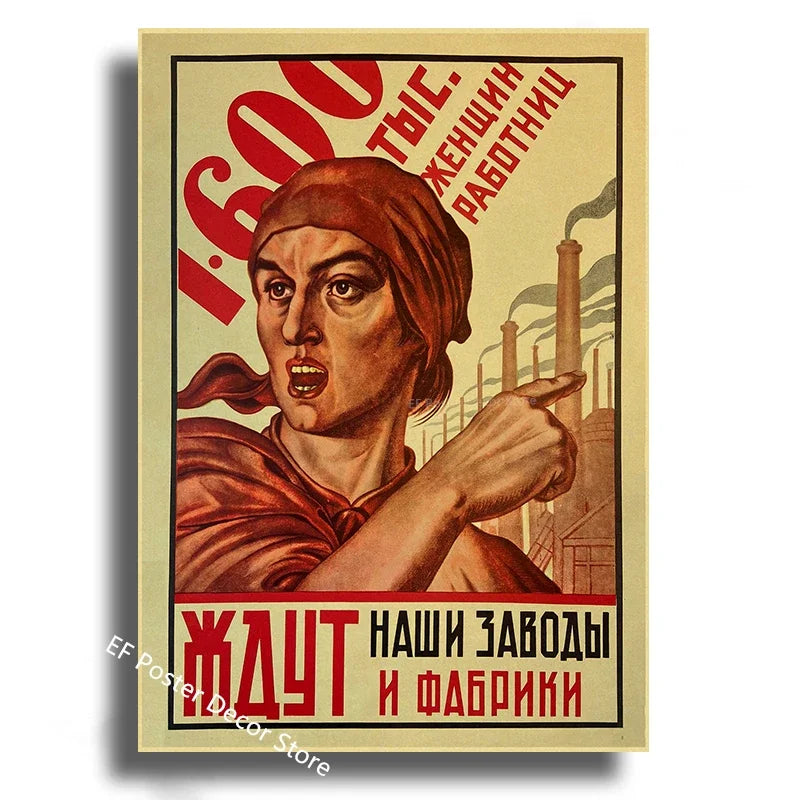 Vintage Stalin USSR CCCP Poster Poster Aesthetic Prints and Posters Wall Art Retro Painting Home Room Cafe Club Dorm Wall Dec