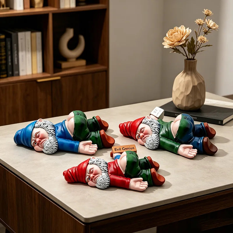 Drunken Garden Gnomes Funny Resin Statues for Home Decor Whimsical Indoor Outdoor Ornaments EcoResin Weatherproof