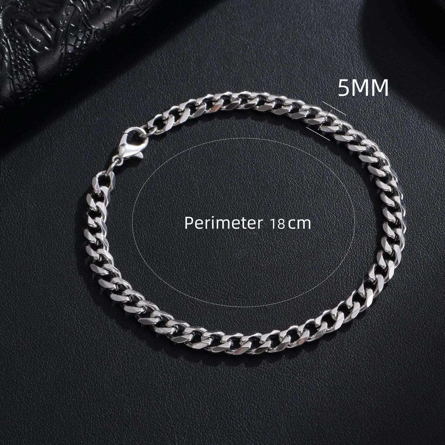 New Trendy Cuban Chain Men Bracelet Classic Stainless Steel 3/5/7/9mm Width Chain Bracelet For Men Women Jewelry Gift - 5mm