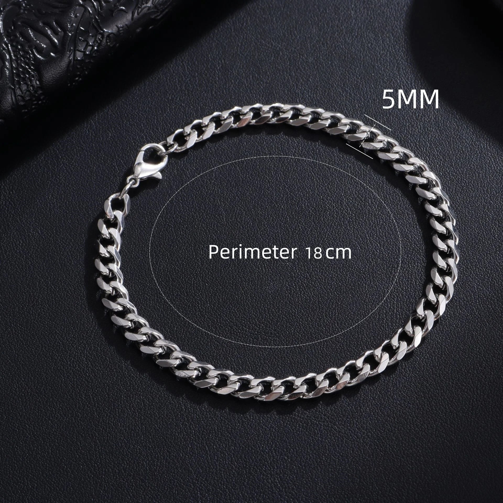 New Trendy Cuban Chain Men Bracelet Classic Stainless Steel 3/5/7/9mm Width Chain Bracelet For Men Women Jewelry Gift - 5mm