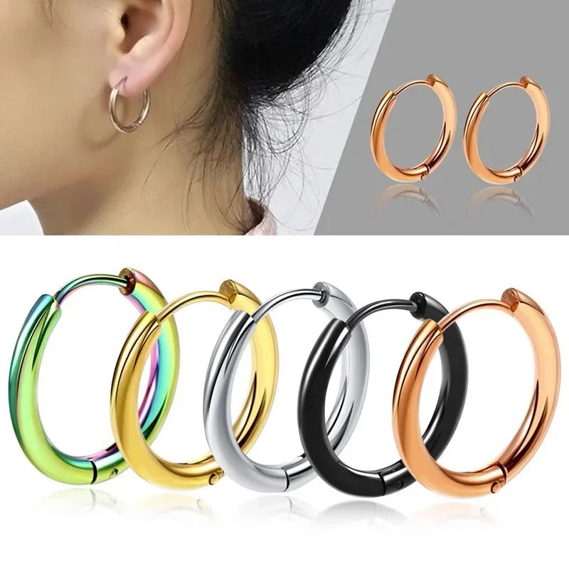 10/20Pcs Minimalist 316L Stainless Steel Small Hoop Earrings For Women Man Classic Round Earrings Fashion Ear Piercing Jewelr