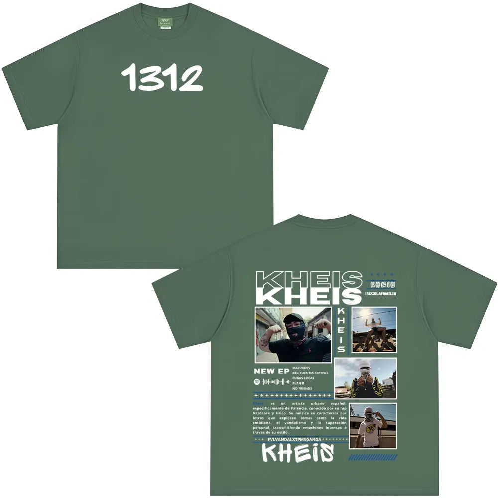 Rapper KHEIS Album Tour Graphics T-shirt Men Women Fashion Hip-hop T-shirts Short-sleeved Loose Casual Cotton Comfort T-shirt