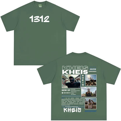 Rapper KHEIS Album Tour Graphics T-shirt Men Women Fashion Hip-hop T-shirts Short-sleeved Loose Casual Cotton Comfort T-shirt