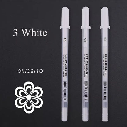 1/3PCS SAKURA Gelly Roll Gel Pens Highlight Marker for Journaling Art Drawing Classic White Ink Assorted Point Fine Medium Bo