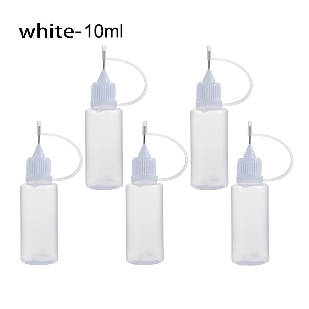 5pcs/set 5/10/20/30/50/100ML Needle Tip Glue Applicator Bottle for Paper Quilling DIY Scrapbooking Paper Craft Tool - White-1