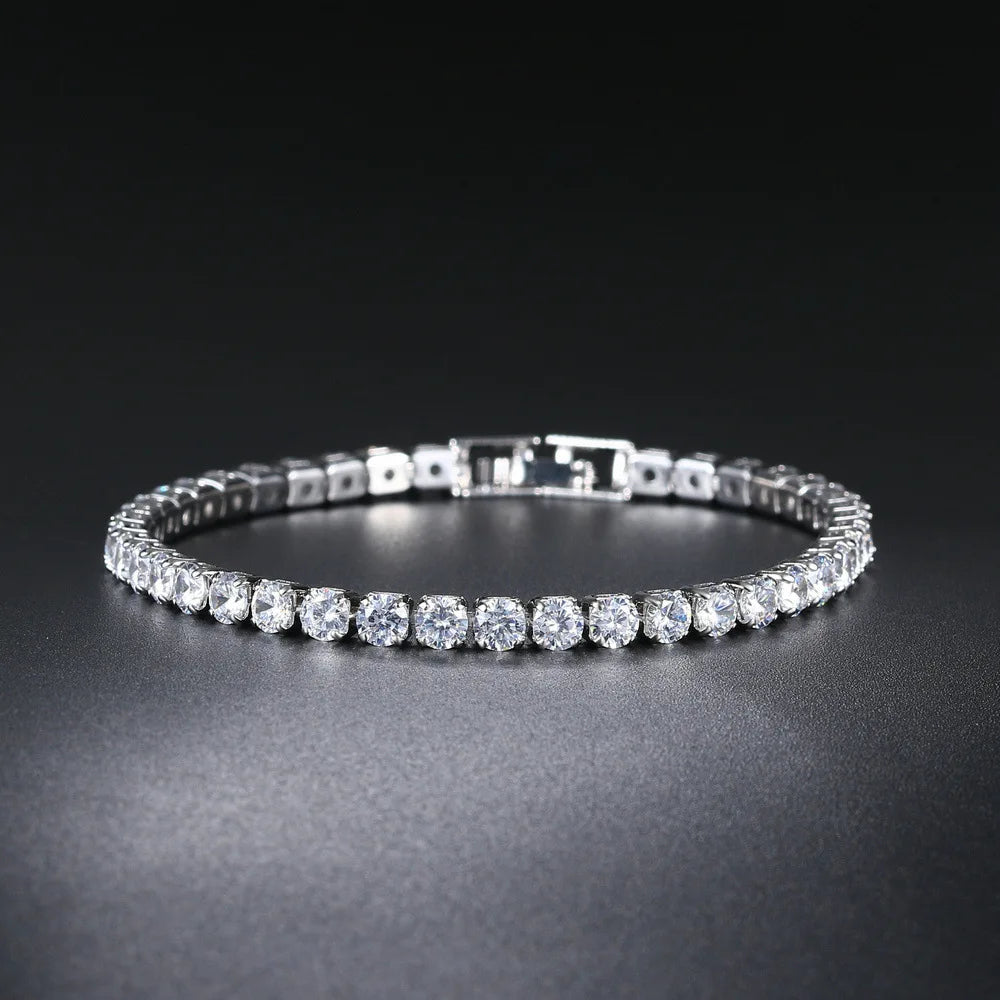 Women's Fashion 4mm Zirconia Tennis Bracelet Crystal Charm Designer Thin Chain Wedding Jewelry