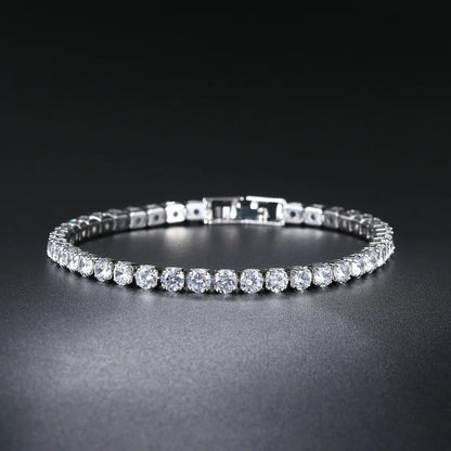 Women's Fashion 4mm Zirconia Tennis Bracelet Crystal Charm Designer Thin Chain Wedding Jewelry