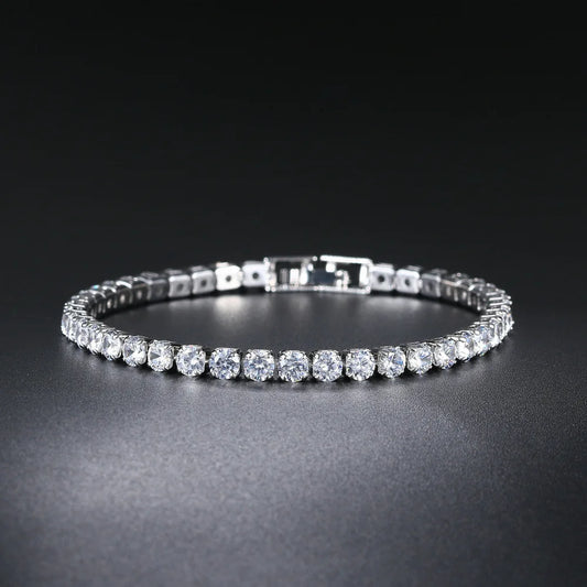 Women's Fashion 4mm Zirconia Tennis Bracelet Crystal Charm Designer Thin Chain Wedding Jewelry