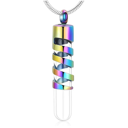 Clear Glass Tube Cremation Urn Jewelry Ashes Holder Necklace Keepsake Memorial Pendant Stainless Steel Cremation Jewelry - Mu