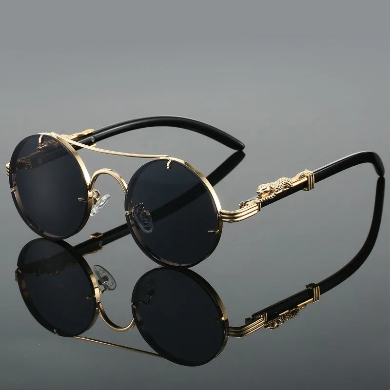 Vintage Round Sunglasses Men Fashion Double Bridge Multicolor Shades Women Retro Trendy Brand Luxury Design Sun Glasses