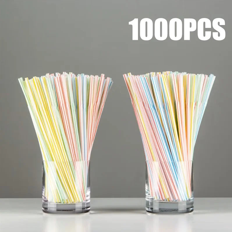 50-1000Pcs Drinking Straws Colorful & Black rietjes Flexible Wedding Party Supplies Drinking Straws Kitchen - Stripe-1000PCS