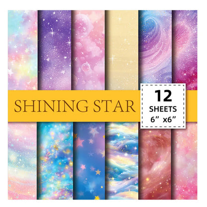 12 Sheet Scrapbooking Paper 15x15cm, Christmas Journal Planner Paper Pad Cardstock Backgrounds Card for DIY Art Craft Decorat