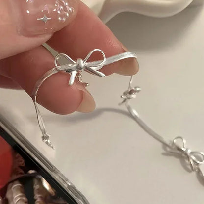 LATS Fashion Sweet Bow Bracelets for Women Girls Sparkling Delicate Ribbon Bowknot Snake Bones Chain Bracelet Party Jewelry G