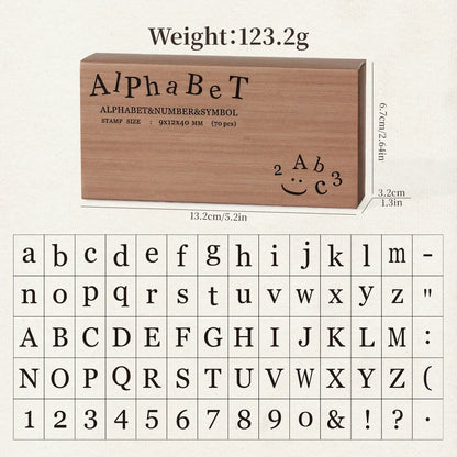 Journal GO 70pcs/set Wooden Rubber Alphabet Letter Number Stamp Set for Card Collage Junk Journal Scrapbooking DIY Standard S