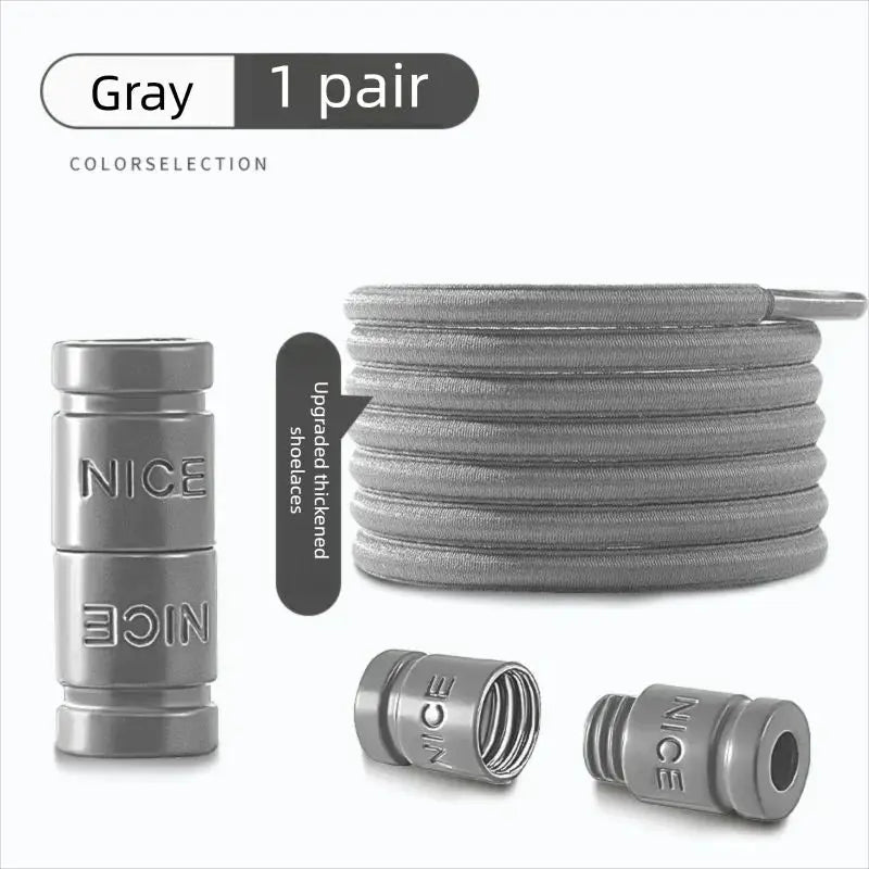 Colorful Metal Lock Sneakers Elastic Shoelaces No Tie Sports Shoe Laces Capsule Lock Stretch Rubber Shoestrings for Easy Wear