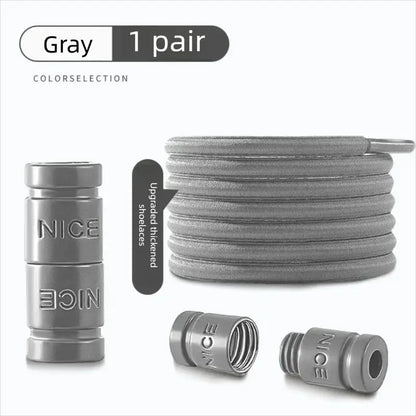 Colorful Metal Lock Sneakers Elastic Shoelaces No Tie Sports Shoe Laces Capsule Lock Stretch Rubber Shoestrings for Easy Wear