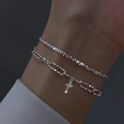 Fashion 925 Sterling Silver Bracelets for Women Simple Korean Multi Layer Coil Adjustable Bracelets Party Wedding Jewelry Gif
